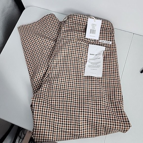 NEW Size 38 BANKS JOURNAL Downtown PANTs Check Mens plaid Slim tapered crop - Picture 1 of 11